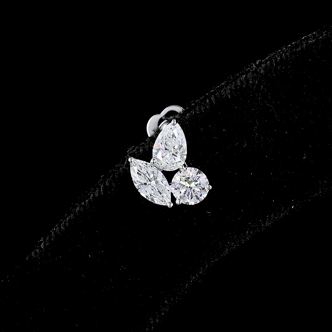 1.88 Cts 14k White Gold Pear Shape Studs Earring - Image 4
