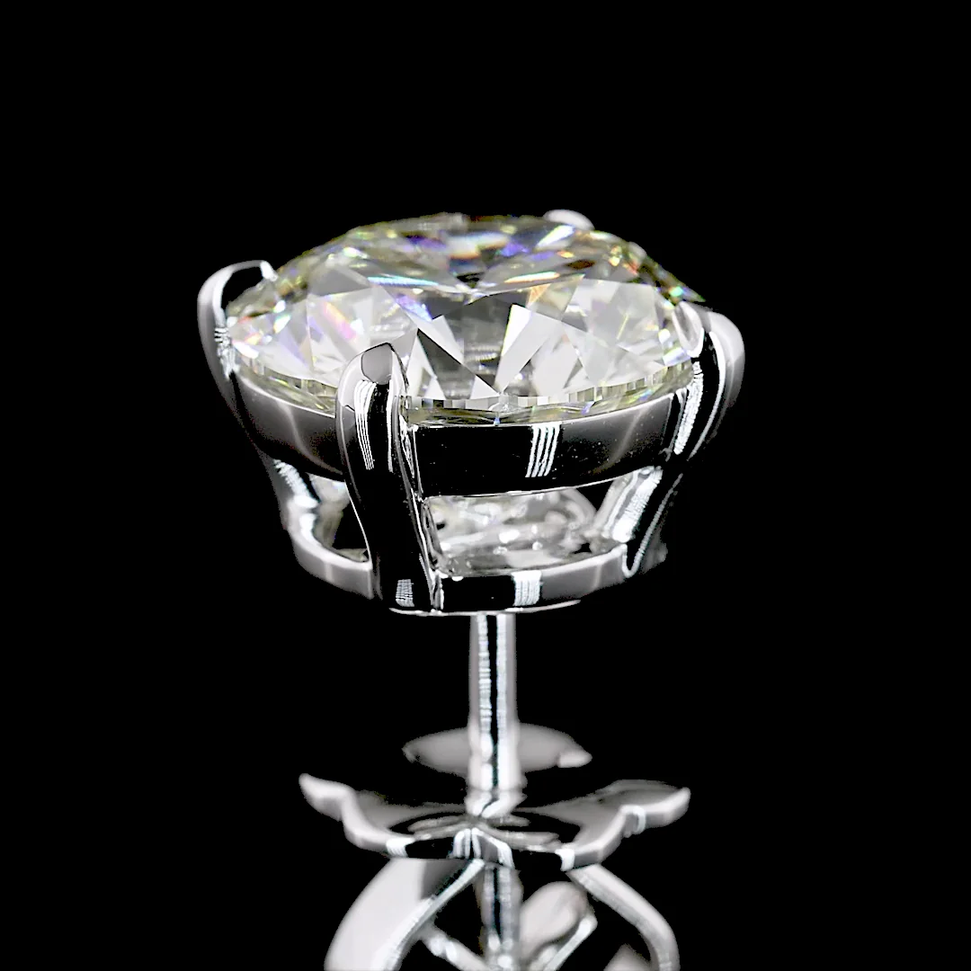 5.43 Cts 14k White Gold Round Shape Studs Earring - Image 4