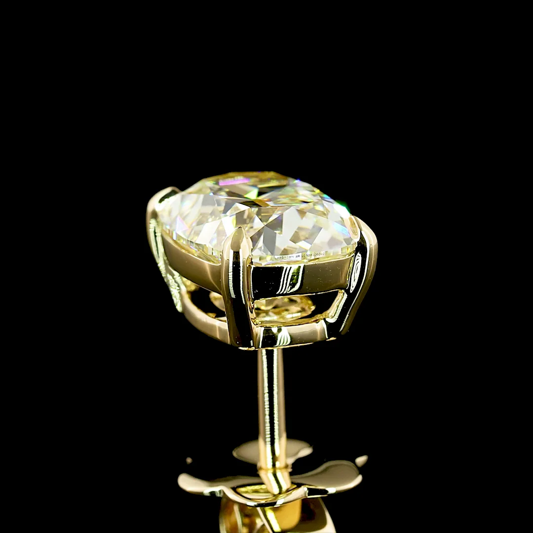 3.13 Cts 14k Yellow Gold Antique Cushion Shape Studs Earring - Image 4