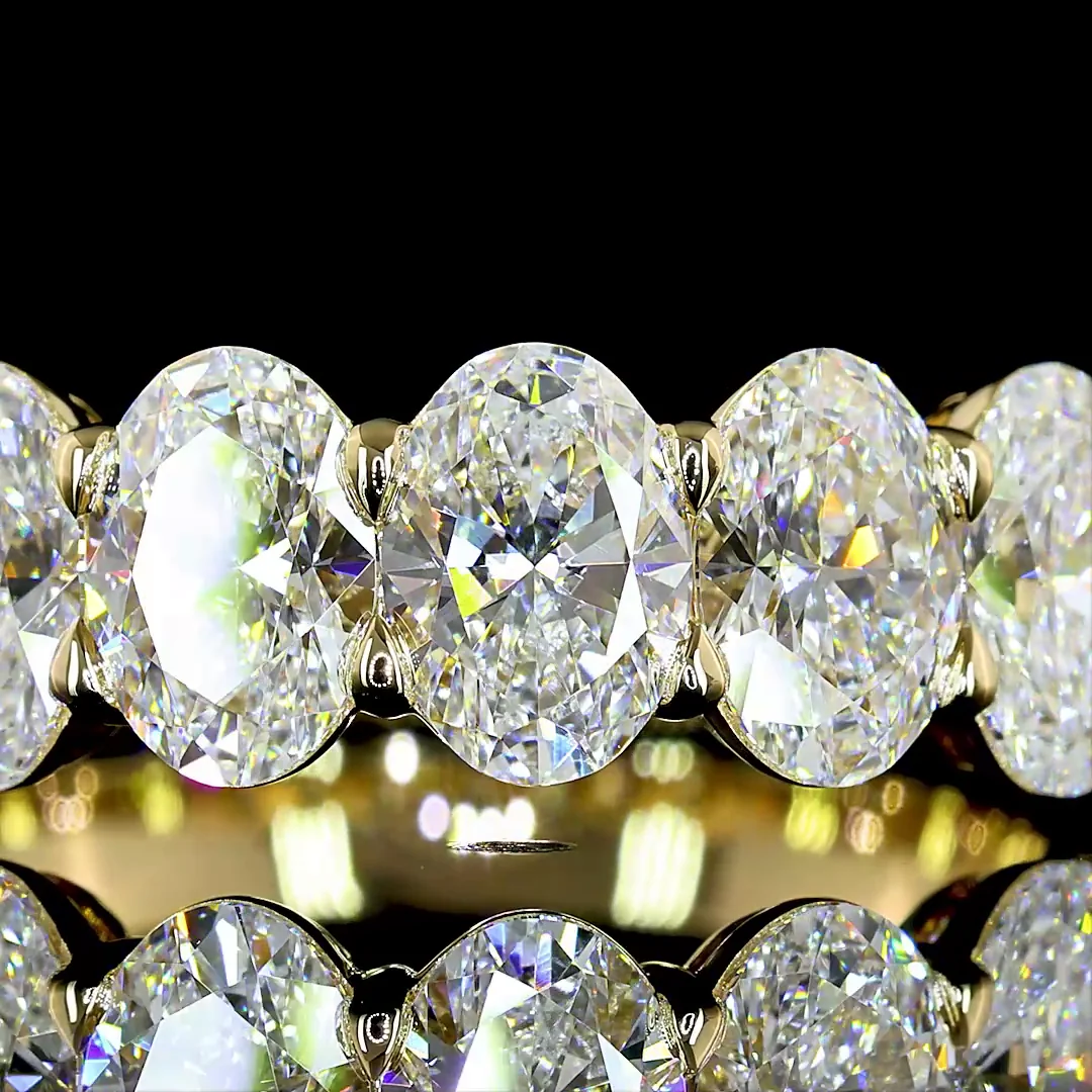 2.98 Cts 14k Yellow Gold Oval Shape 7 Stones Eternity Band - Image 3