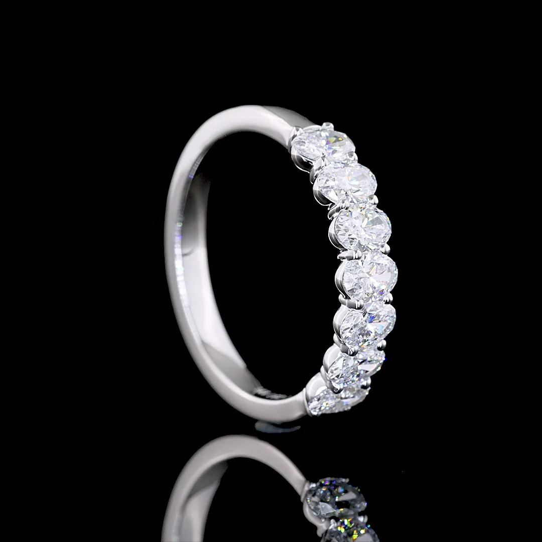 0.94 Cts 14k White Gold Oval Shape 7 Stones Eternity Band - Image 2