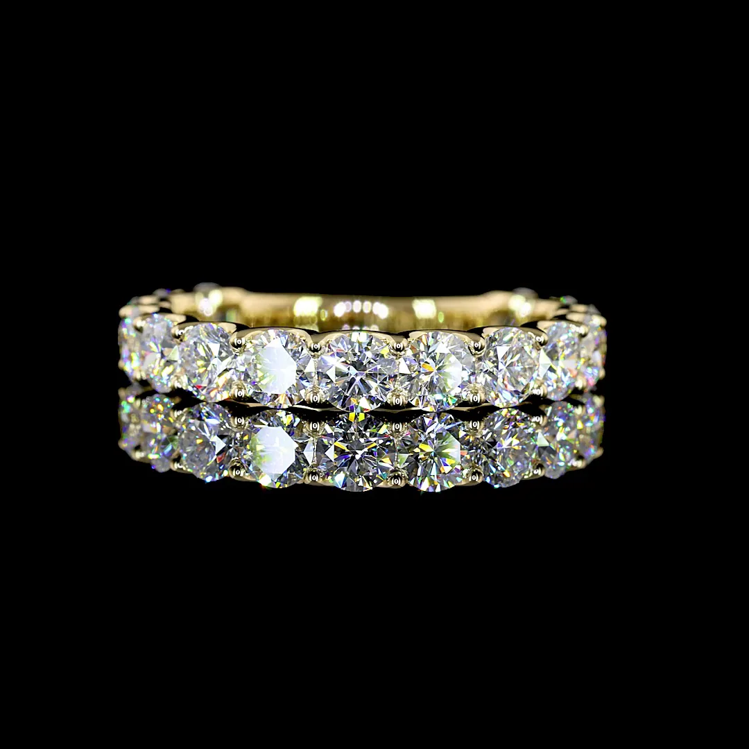 2.01 Cts 14k Yellow Gold Round Shape 3/4 Band Eternity Band - Video