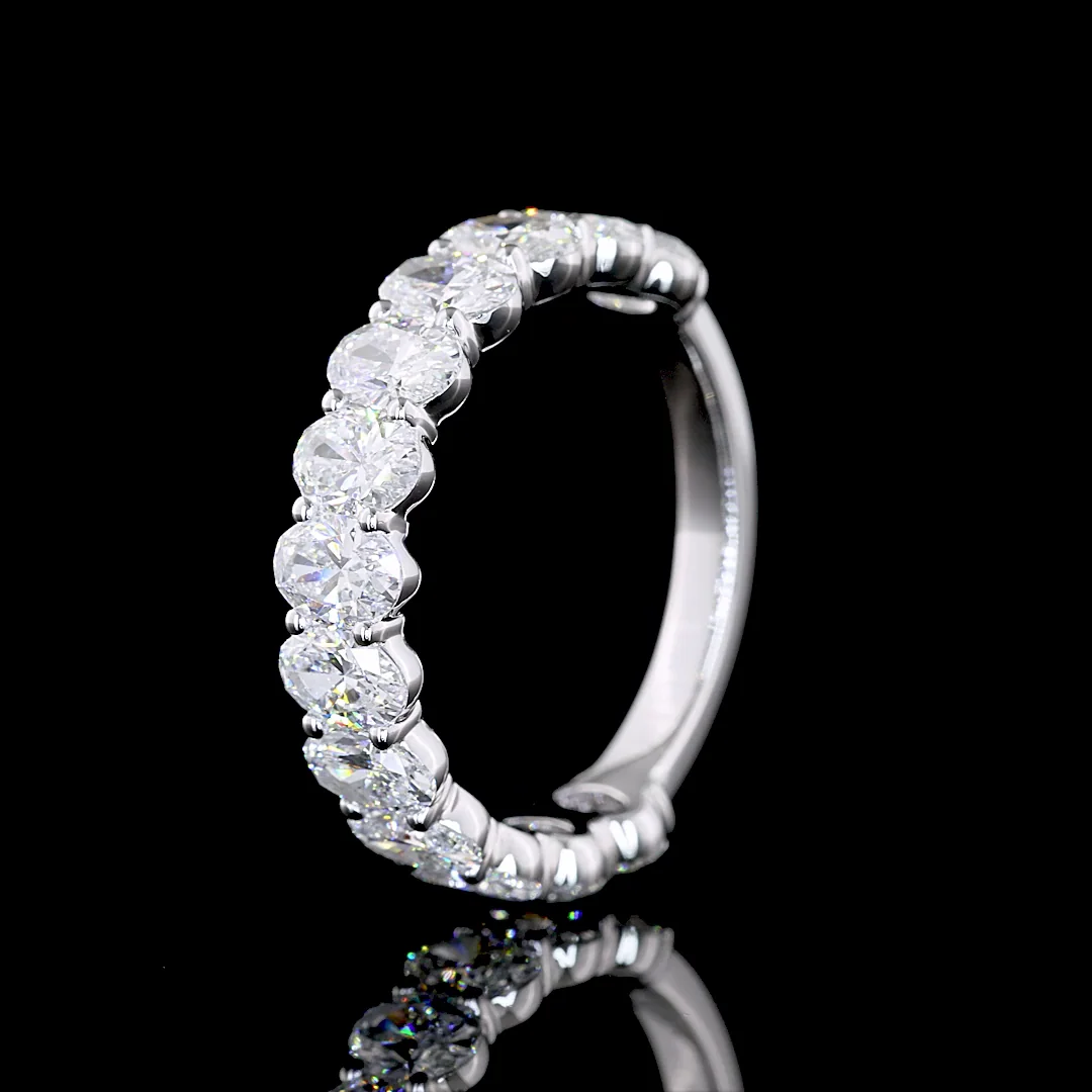 2.56 Cts 14k White Gold Oval Shape 3/4 Band Eternity Band - Image 4