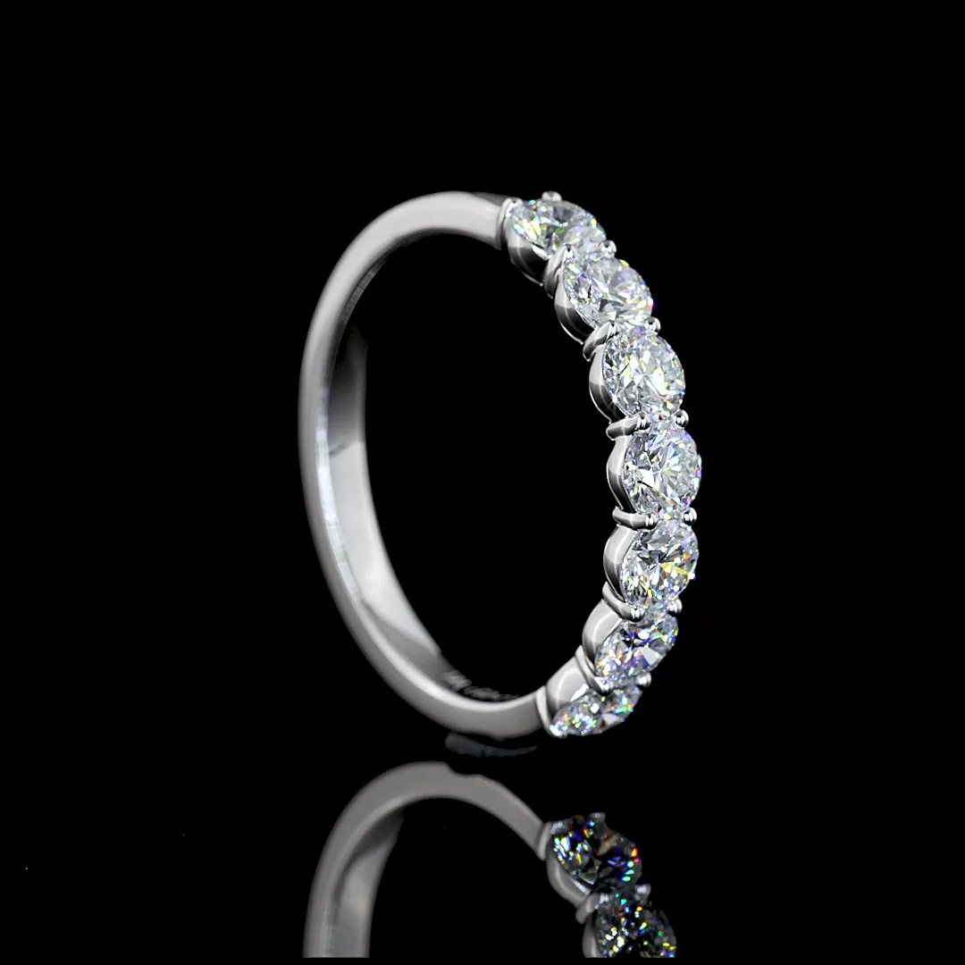 0.95 Cts 14k White Gold Round Shape 7 Stones Eternity Band - Image 2