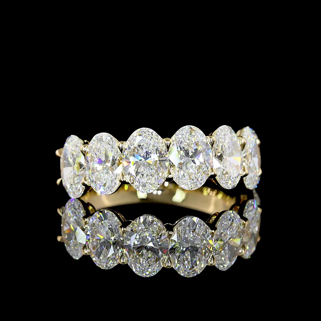 3.93 Cts 14k Yellow Gold Oval Shape 7 Stones Eternity Band - Video