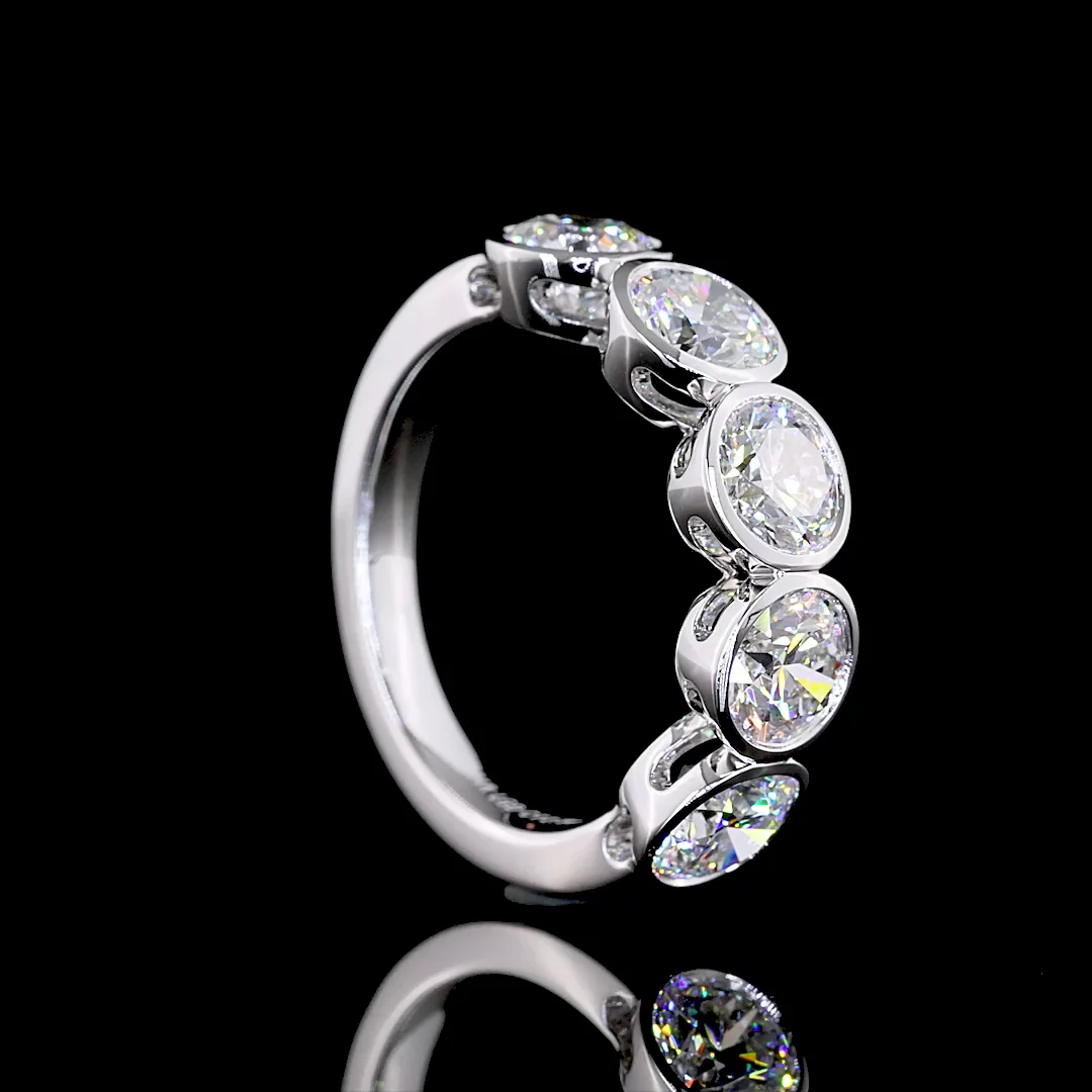 2.96 Cts 14k White Gold Round Shape 5 Stones Eternity Band - Image 2