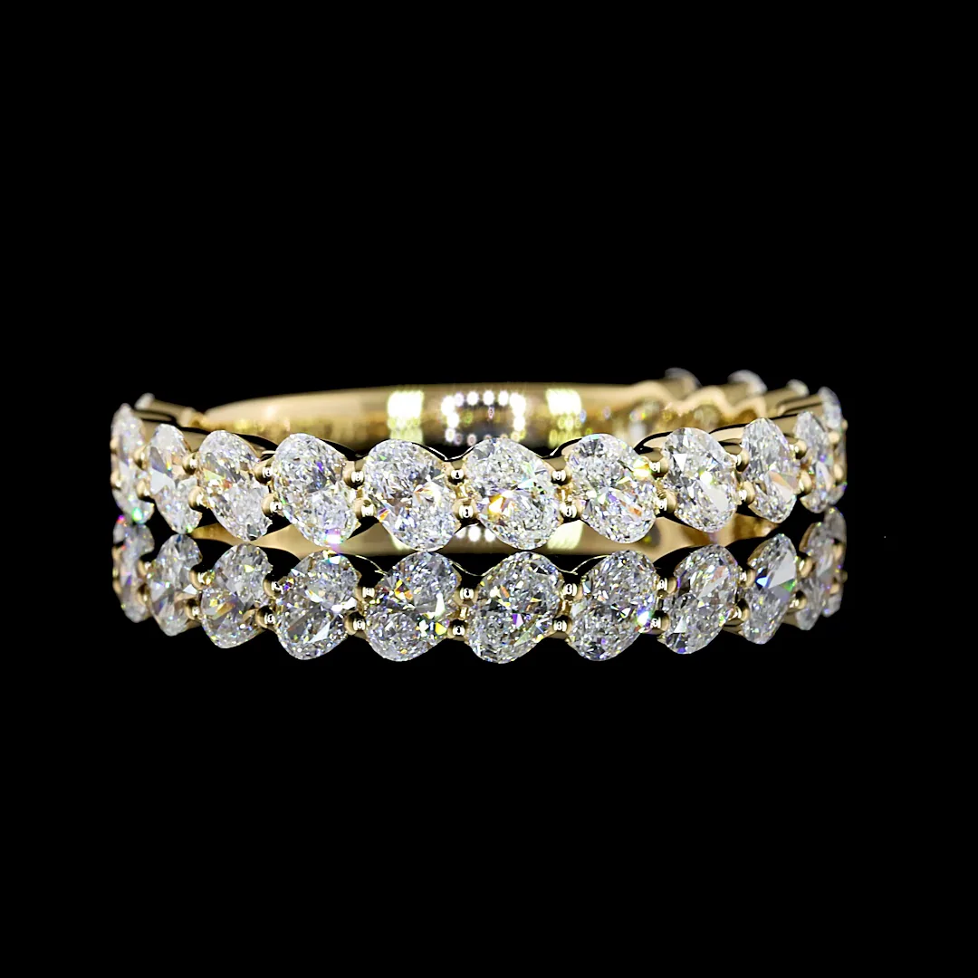 1.06 Cts 14k Yellow Gold Oval Shape 3/4 Band Eternity Band - Video