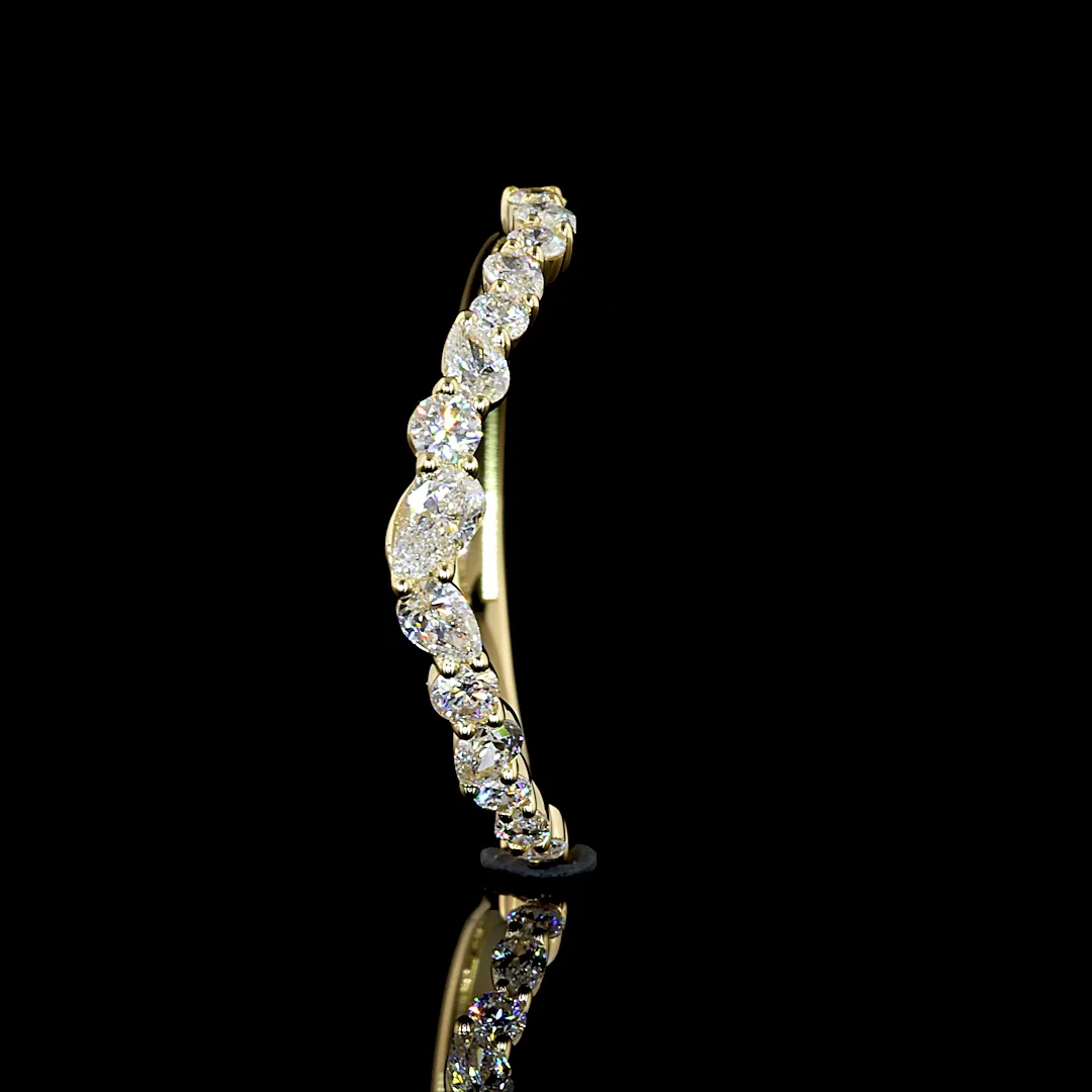 0.42 Cts 14k Yellow Gold Mix Shape Half Eternity Eternity Band - Image 4