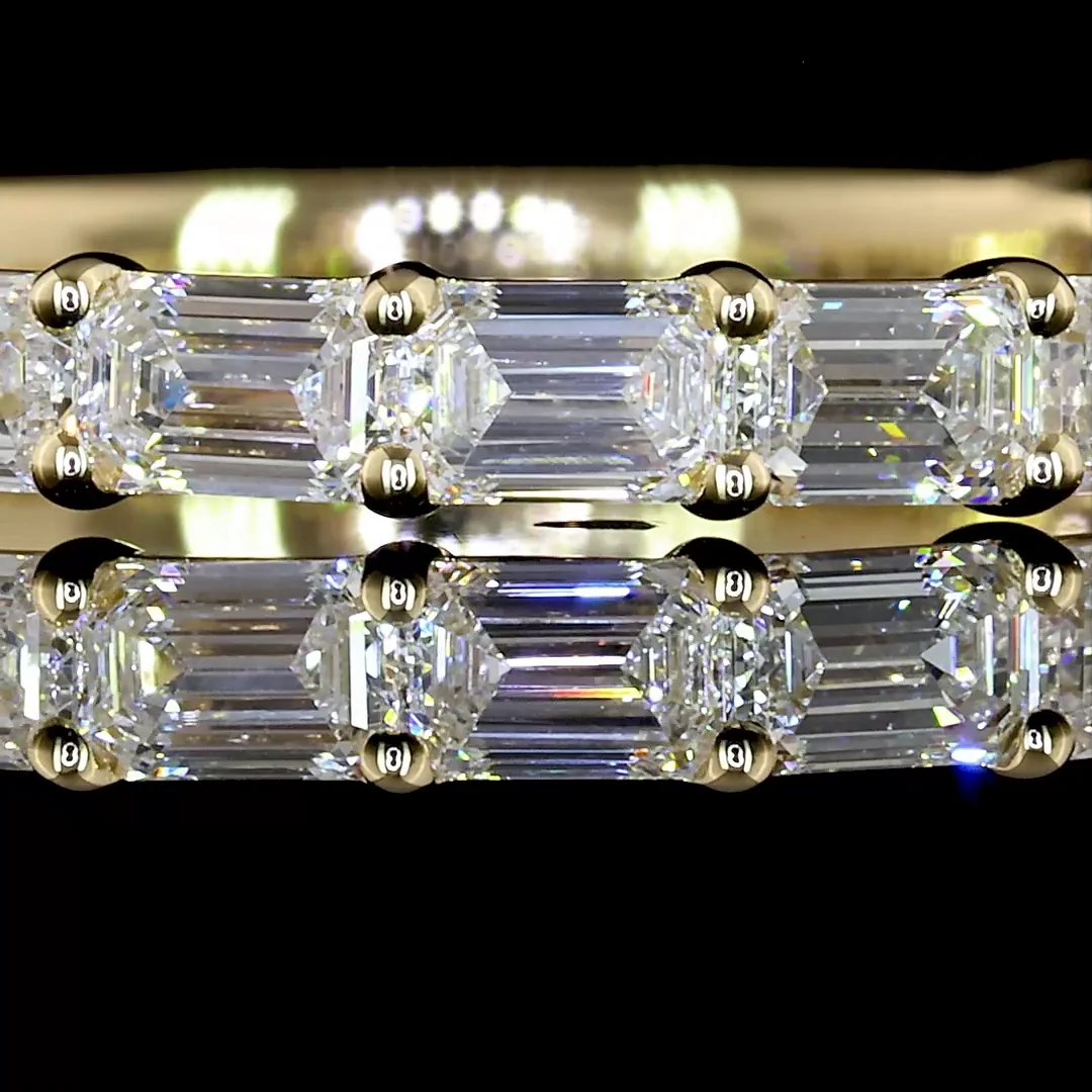 1.23 Cts 14k Yellow Gold Emerald Shape 3/4 Band Eternity Band - Image 3