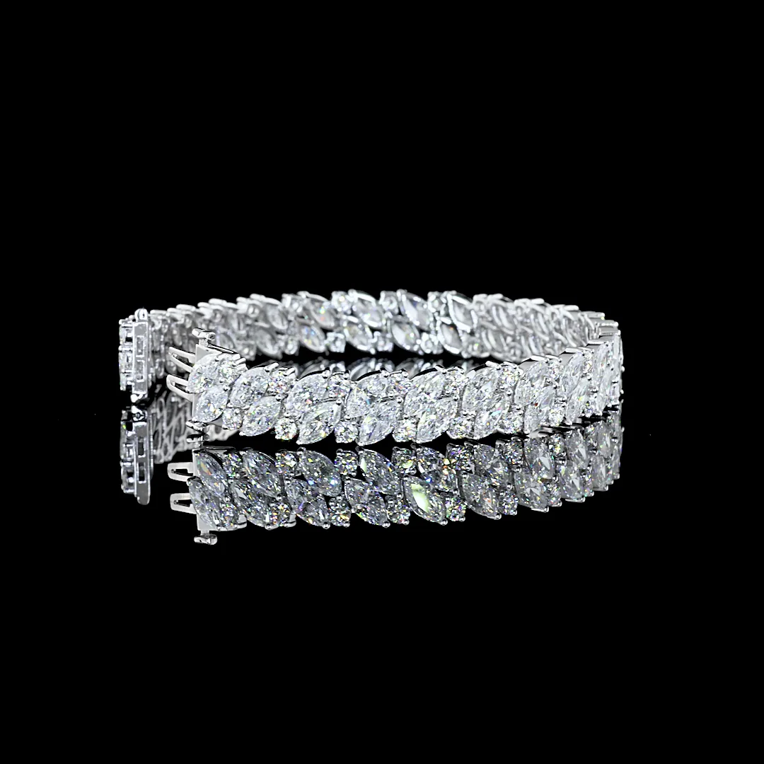 19.76 Cts 14k White Gold Mix Shape Tennis Bracelet - Image 3