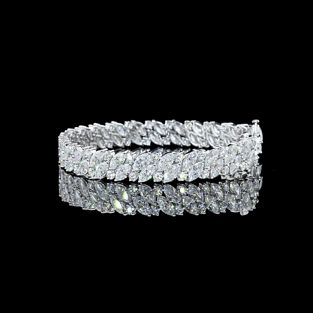 19.76 Cts 14k White Gold Mix Shape Tennis Bracelet - Image 4