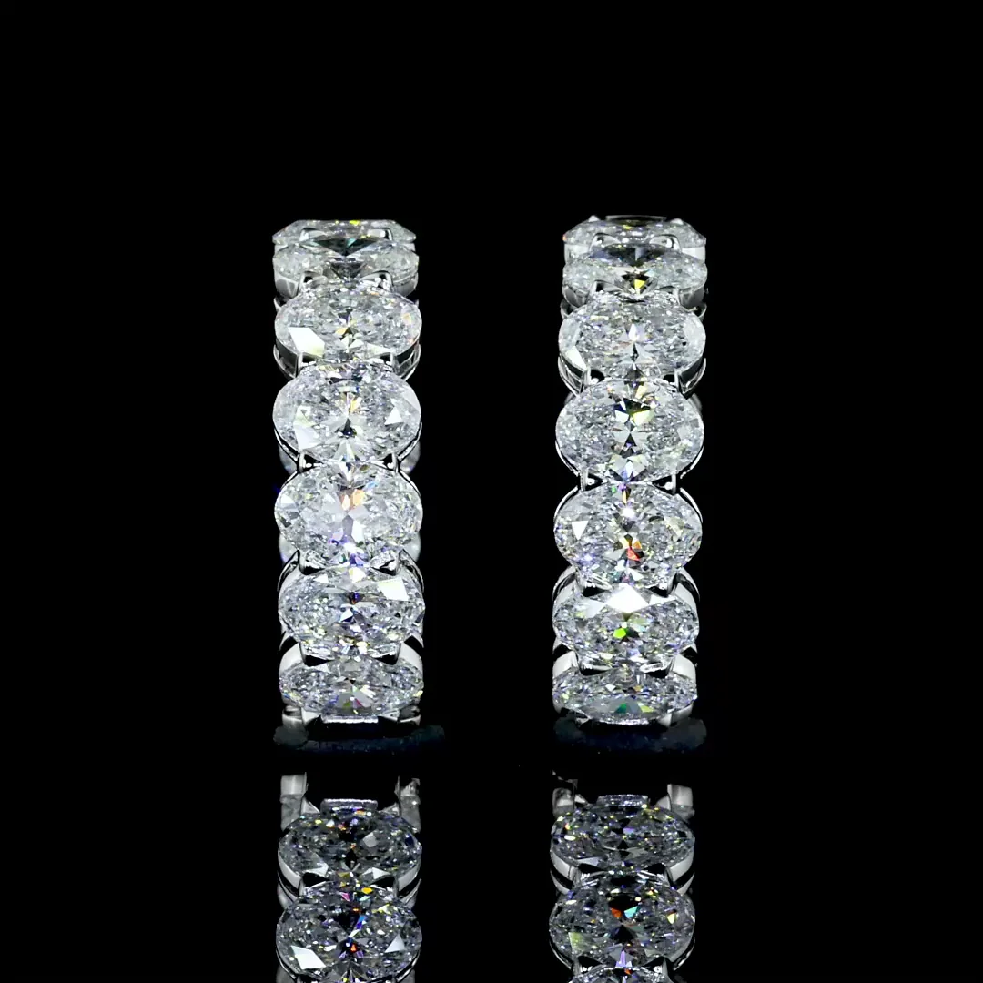 6.2 Cts 14k White Gold Oval Shape Huggies Earring - Image 3