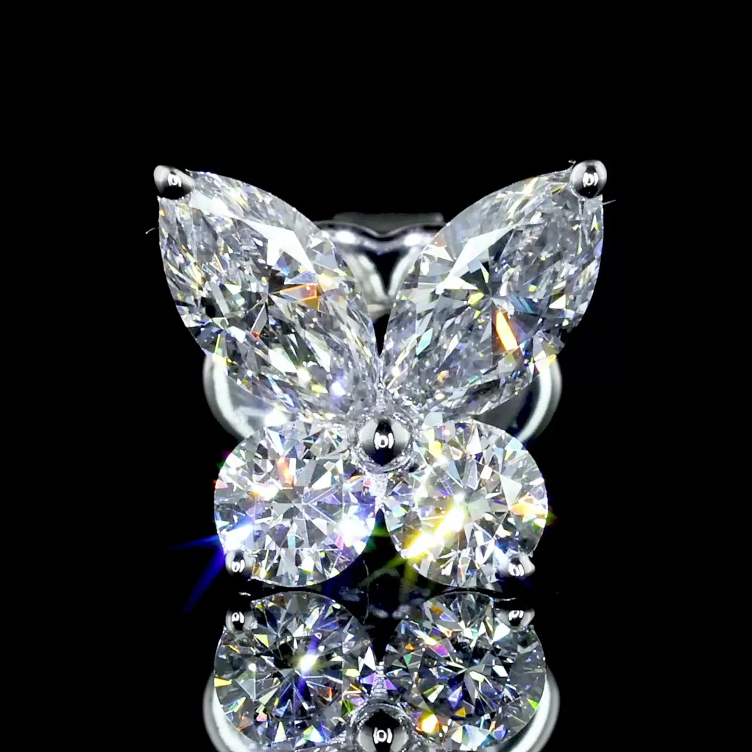 1.2 Cts 14k White Gold Marquise Shape Studs Earring - Image 2