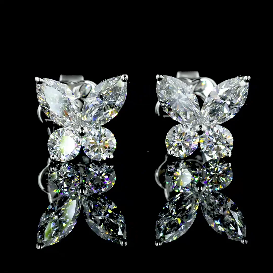 1.2 Cts 14k White Gold Marquise Shape Studs Earring - Image 3