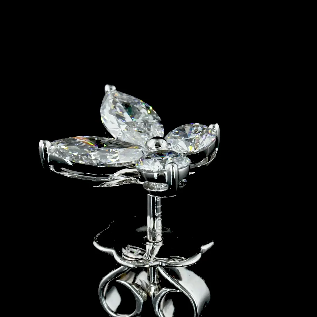 1.2 Cts 14k White Gold Marquise Shape Studs Earring - Image 4