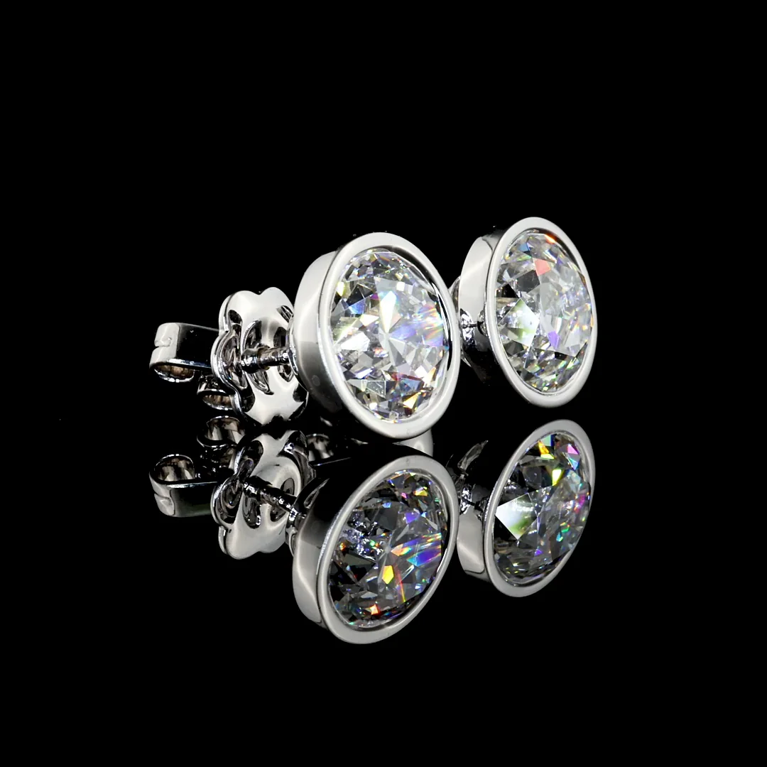 5.02 Cts 14k White Gold Old European Brilliant Shape Studs Earring - Video