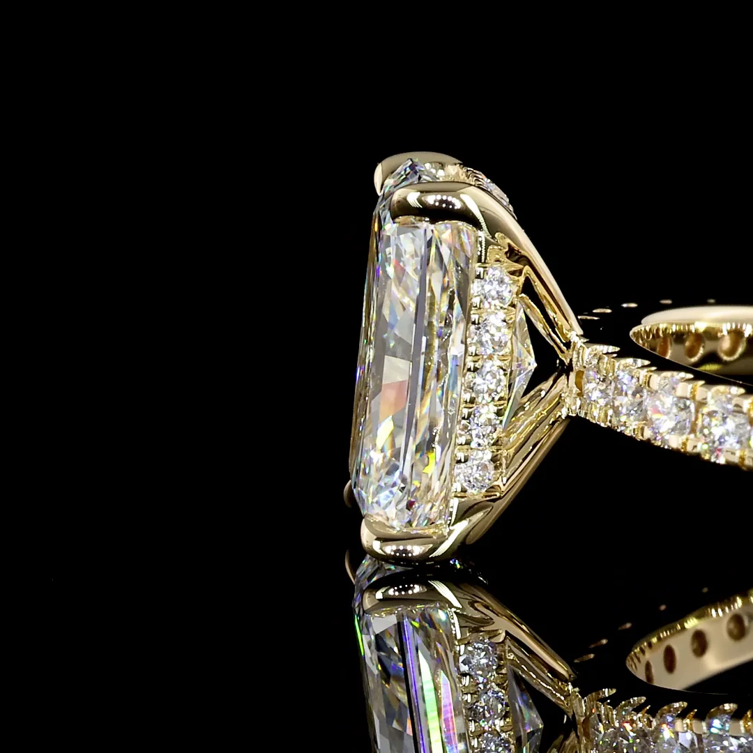 2.48 Cts 14k Yellow Gold Radiant Shape Hidden Halo Ring - Image 2