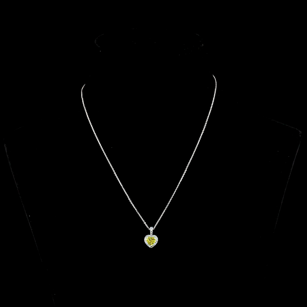 1.27 Cts 14k White Gold Heart Shape Halo Pendant - Video