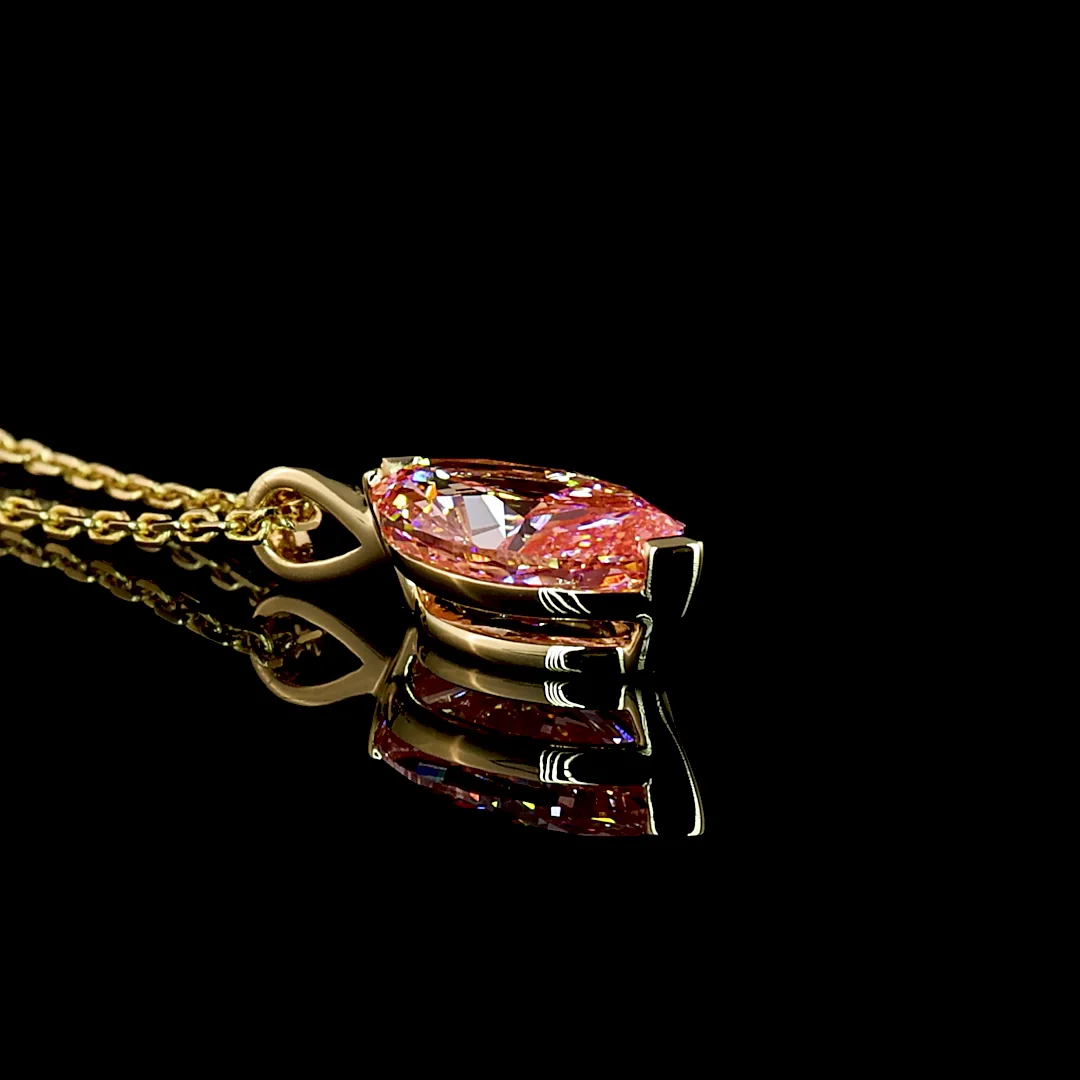 1.53 Cts 14k Yellow Gold Marquise Shape Solitaire Pendant - Image 2