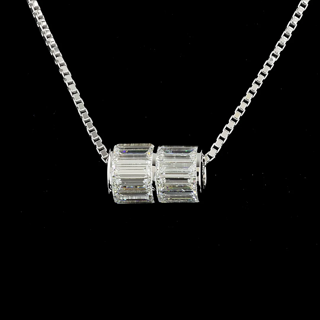 4.11 Cts 14k White Gold Baguette Shape Pendant Pendant - Image 3