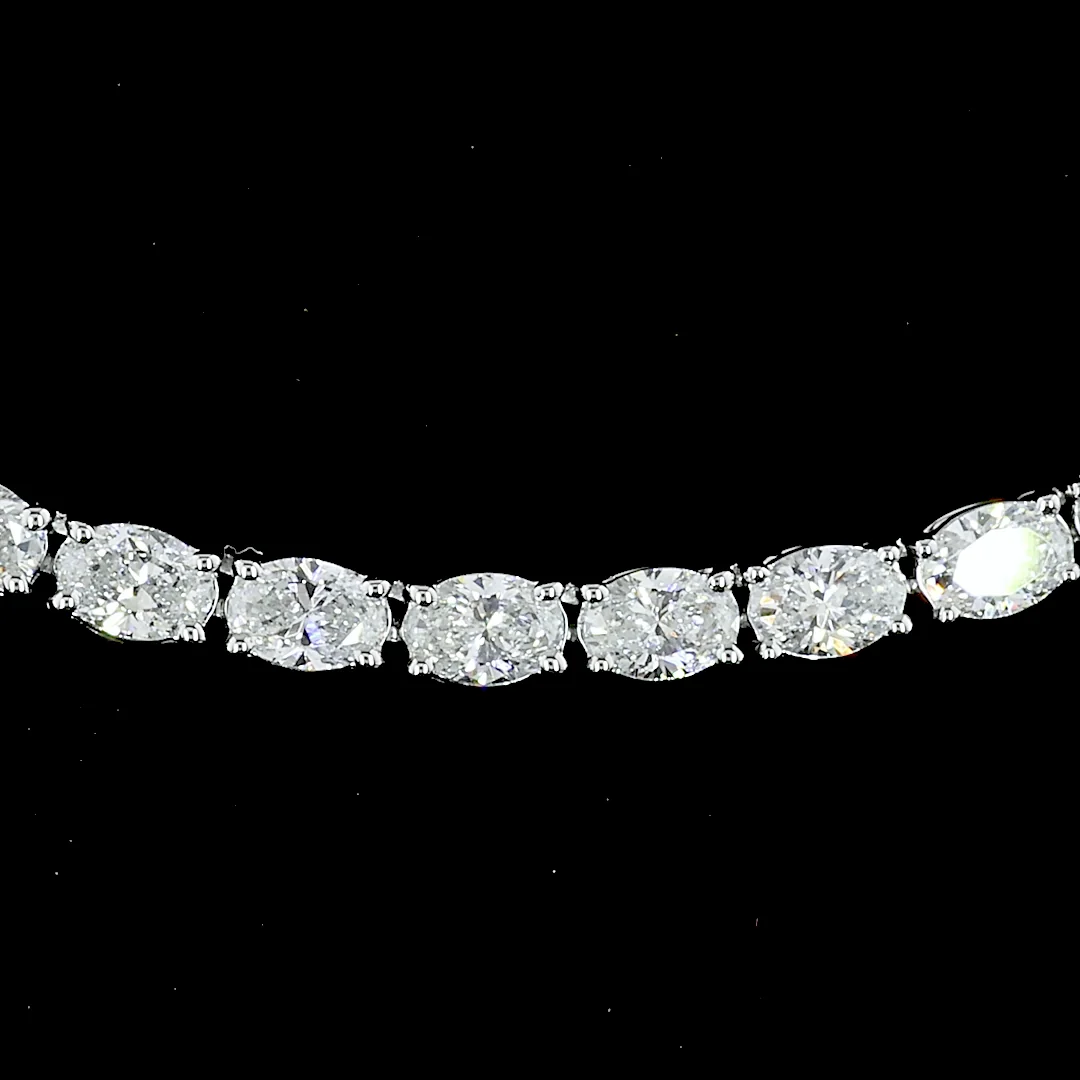 9.89 Cts 14k White Gold Oval Shape Tennis Necklace - Image 3