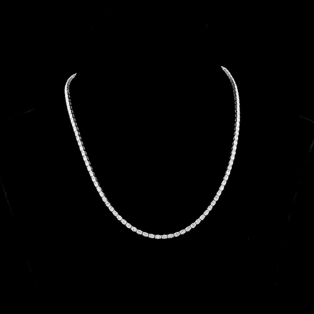 9.89 Cts 14k White Gold Oval Shape Tennis Necklace - Video