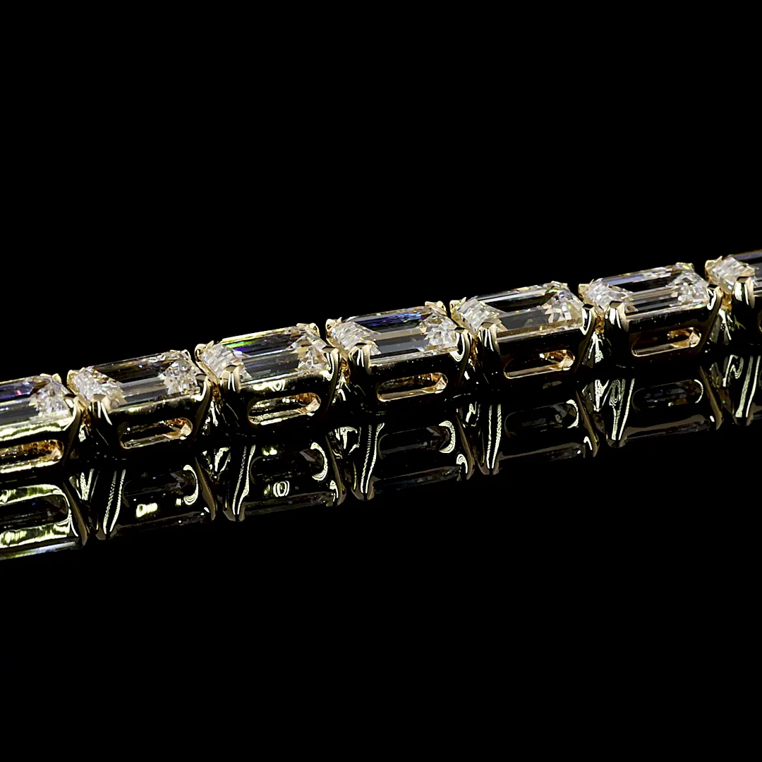 8.97 Cts 14k Yellow Gold Emerald Shape Tennis Bracelet - Image 3