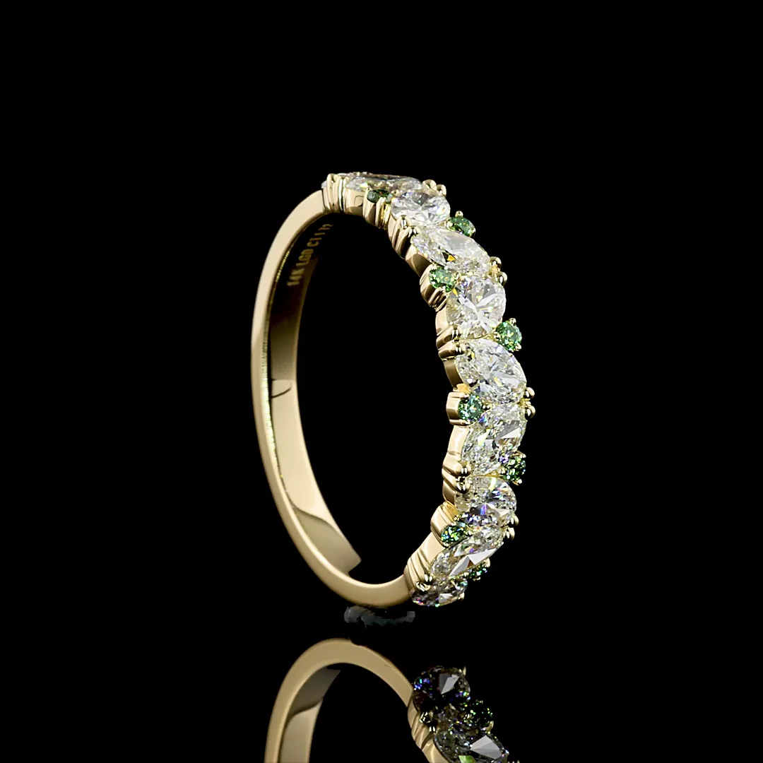 1.59 Cts 14k Yellow Gold Oval Shape Half Eternity Eternity Band - Image 3