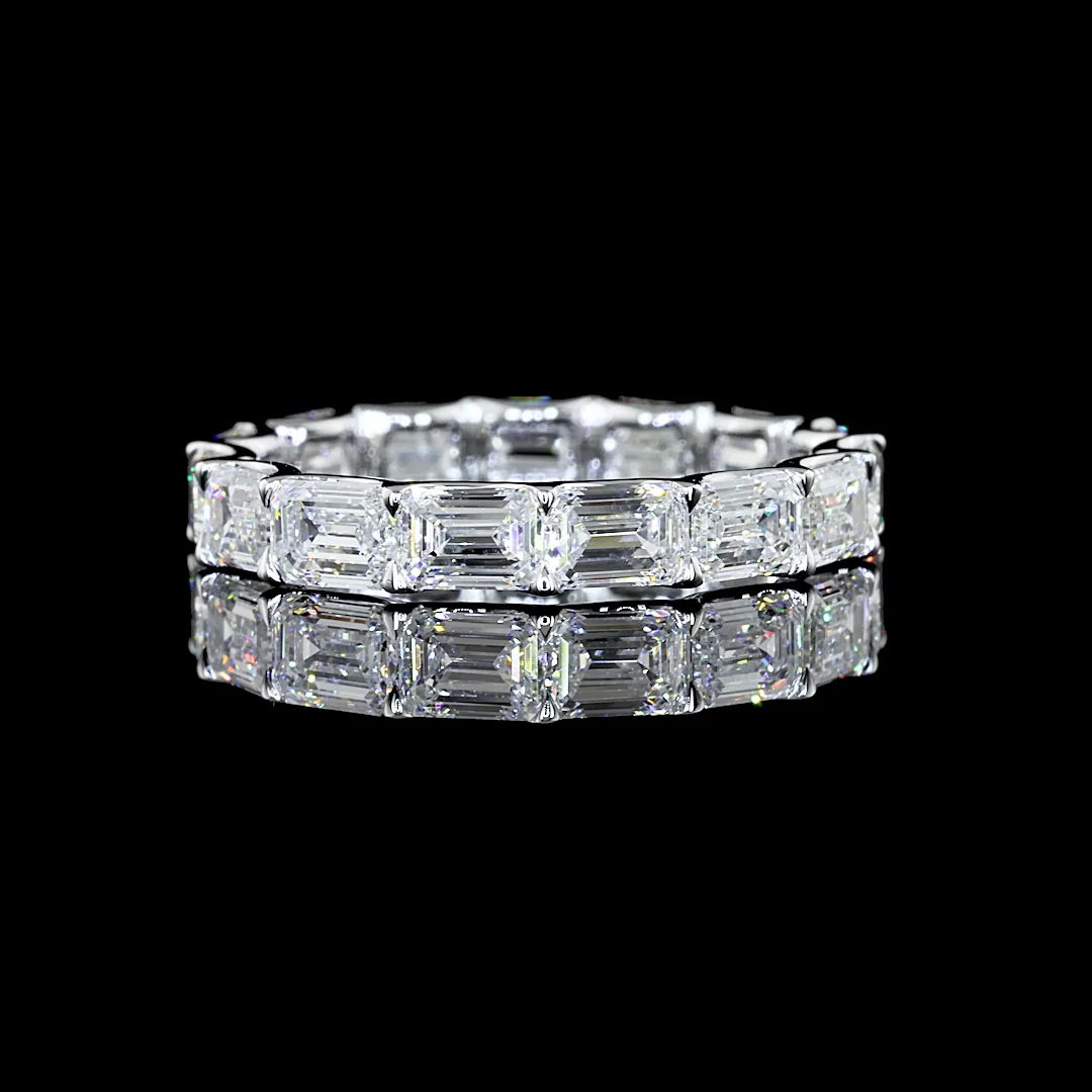 3.01 Cts 14k White Gold Emerald Shape Eternity Band Eternity Band - Video