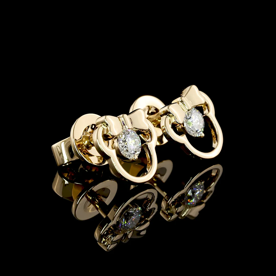 0.11 Cts 18k Yellow Gold Round Shape Studs Earring - Video