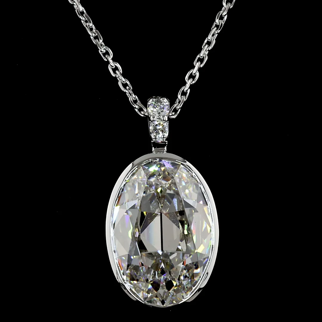 3.48 Cts 14k White Gold Antique Oval Shape Pendant Pendant - Image 2