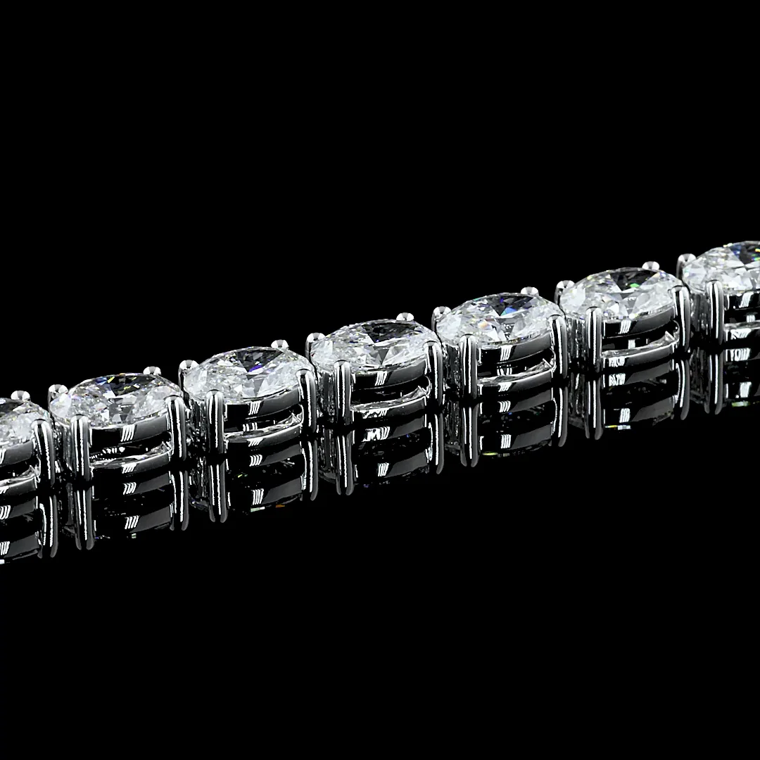 9.41 Cts 18k White Gold Oval Shape Tennis Bracelet - Image 3