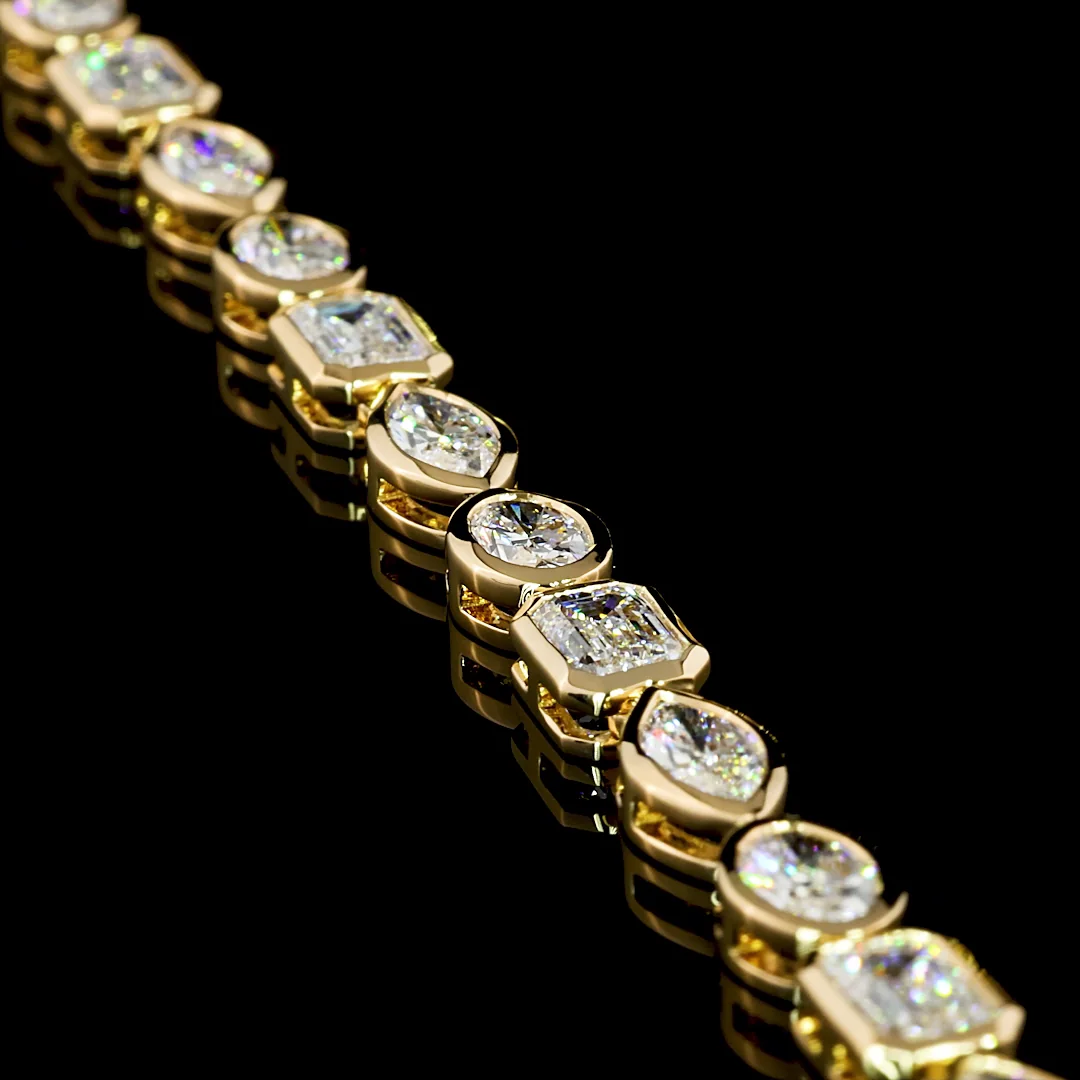 16.57 Cts 18k Yellow Gold Mix Shape Tennis Necklace - Image 3
