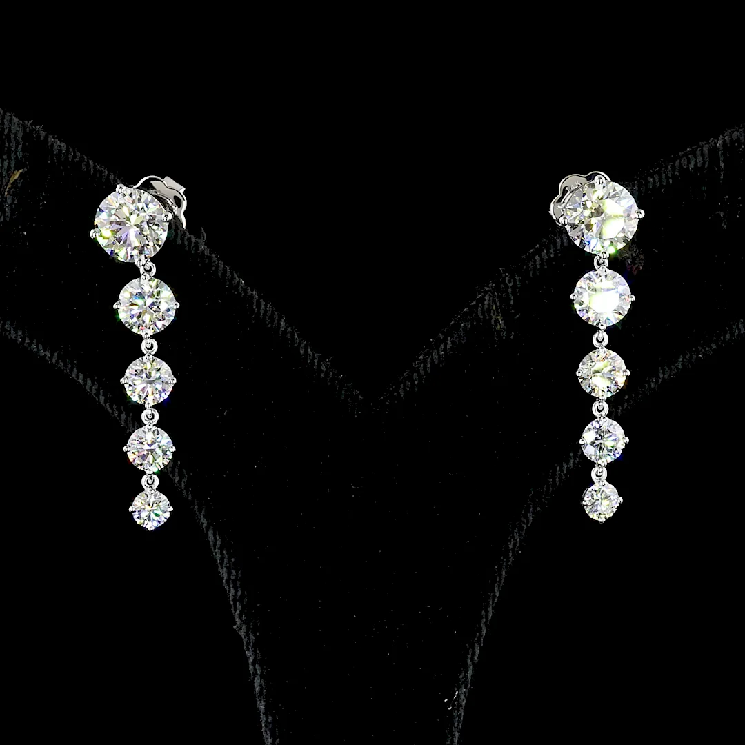 4.56 Cts 14k White Gold Round Shape Hanging Earring - Image 2