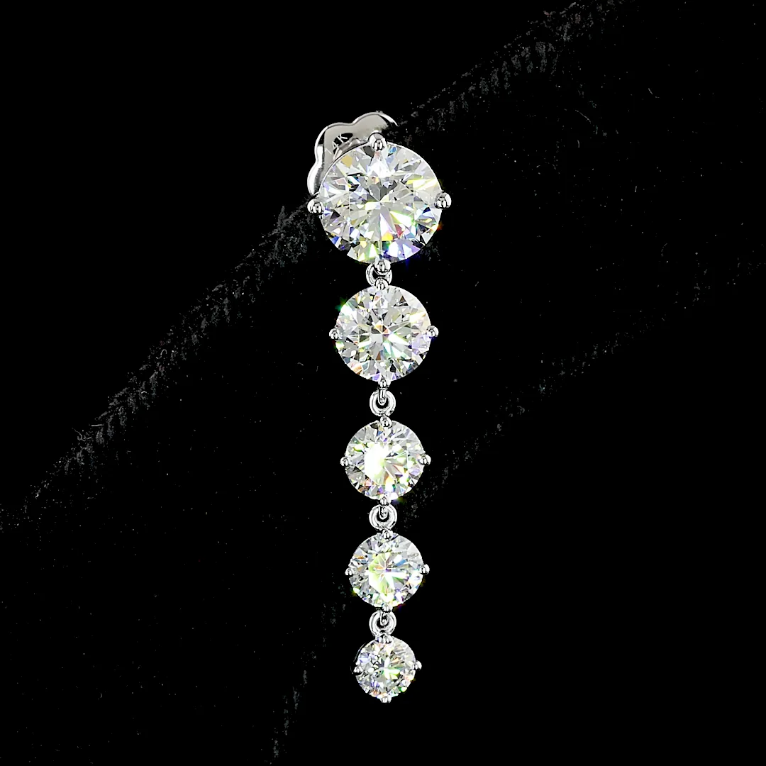 4.56 Cts 14k White Gold Round Shape Hanging Earring - Image 3