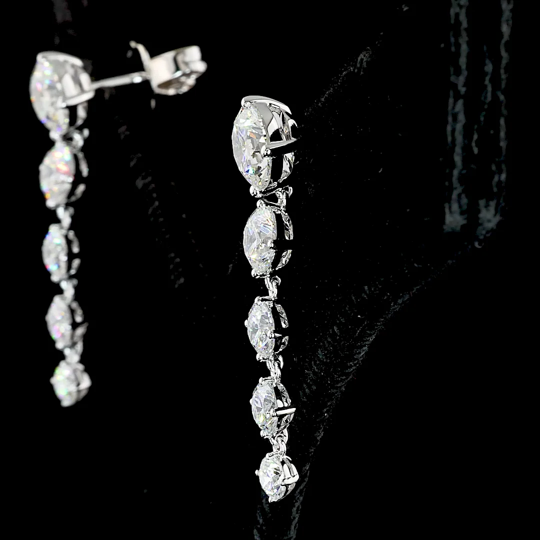 4.56 Cts 14k White Gold Round Shape Hanging Earring - Image 4