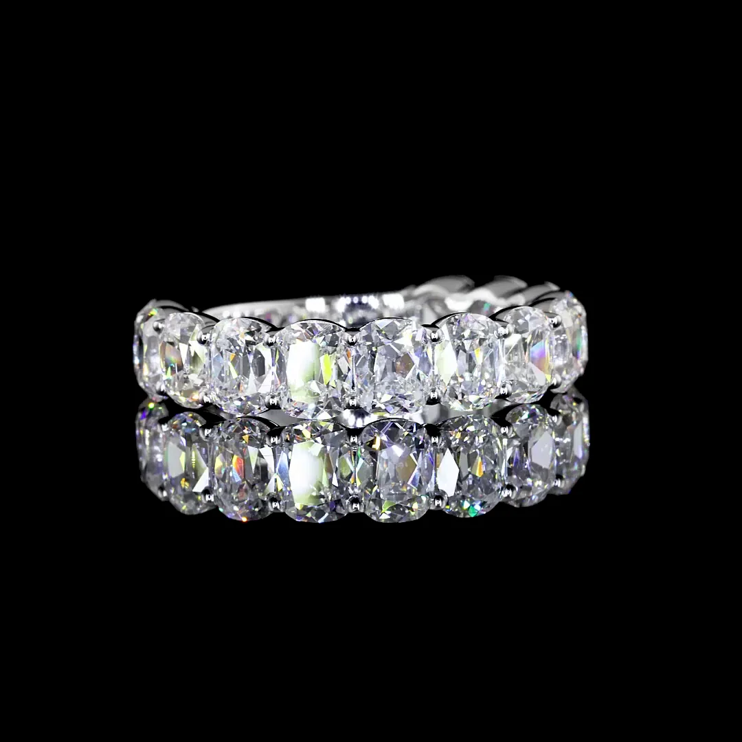 4.21 Cts 18k White Gold Antique Cushion Shape 3/4 Band Eternity Band - Image 2