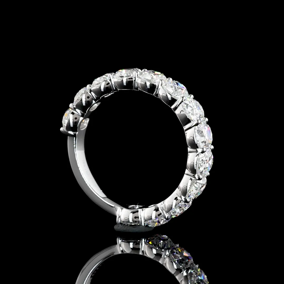 4.21 Cts 18k White Gold Antique Cushion Shape 3/4 Band Eternity Band - Image 4