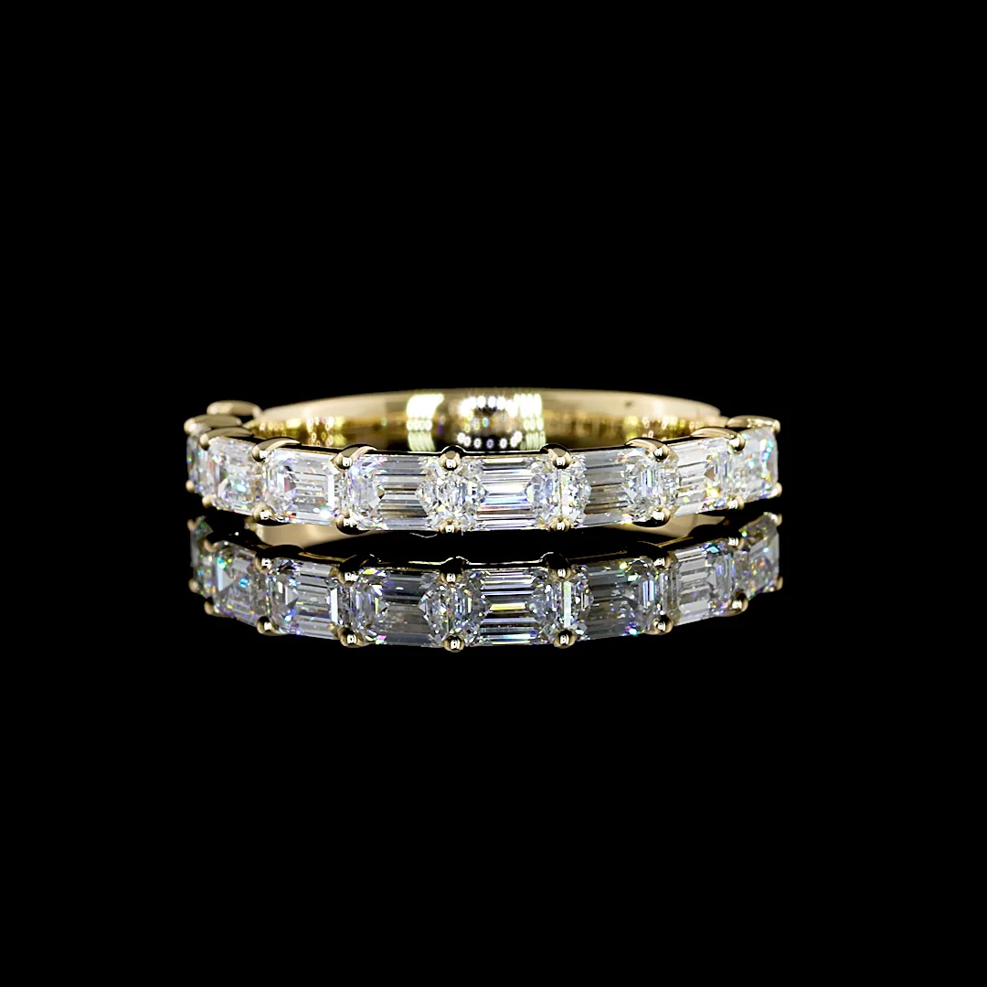 0.86 Cts 14k Yellow Gold Emerald Shape Half Eternity Eternity Band - Video