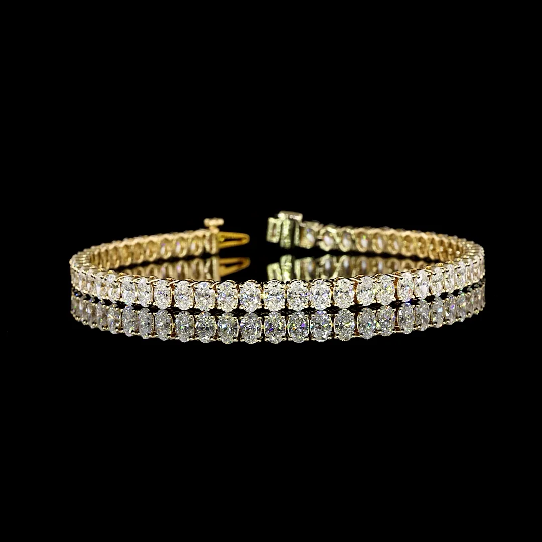 8.12 Cts 14k Yellow Gold Oval Shape Tennis Bracelet - Video