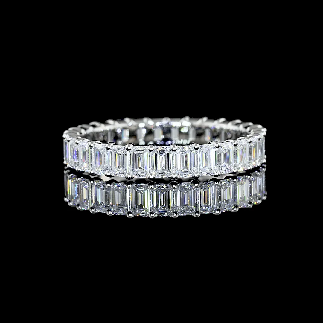 2.16 Cts Platinum Emerald Shape Eternity Band Eternity Band - Video