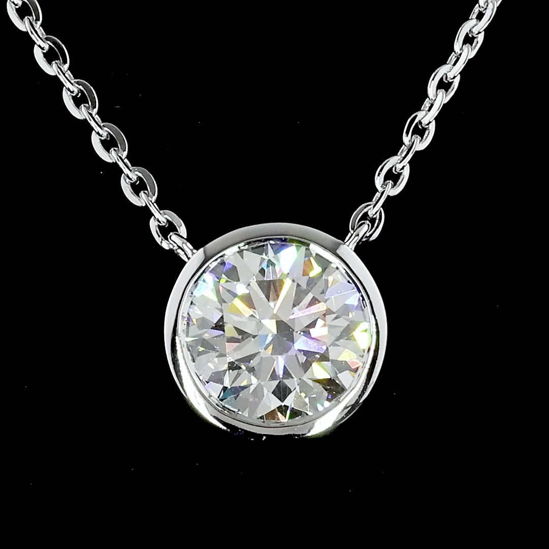 1.51 Cts 14k White Gold Round Shape Solitaire Pendant - Image 2