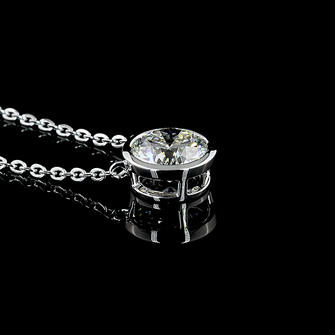 1.51 Cts 14k White Gold Round Shape Solitaire Pendant - Image 3