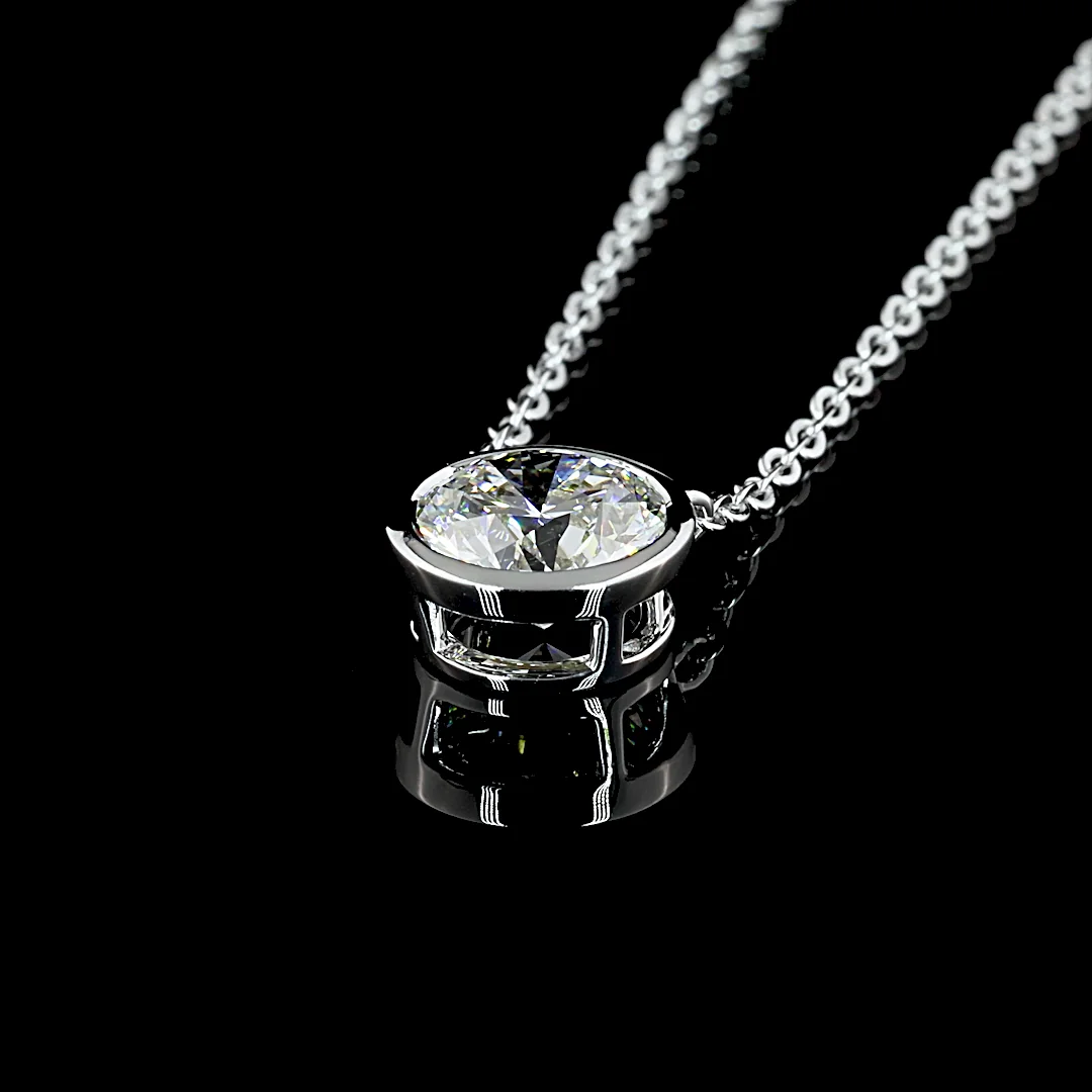 1.51 Cts 14k White Gold Round Shape Solitaire Pendant - Image 4