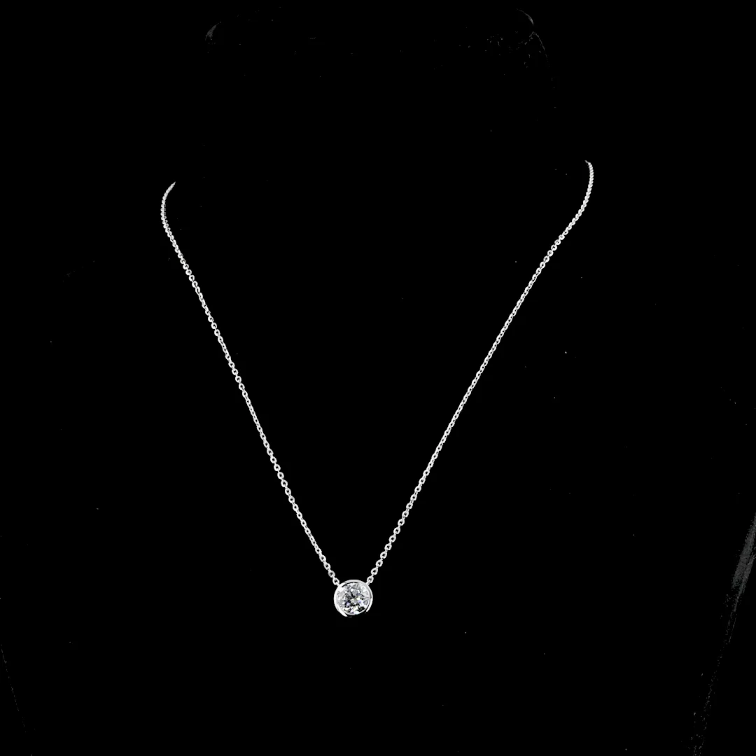 1.51 Cts 14k White Gold Round Shape Solitaire Pendant - Video
