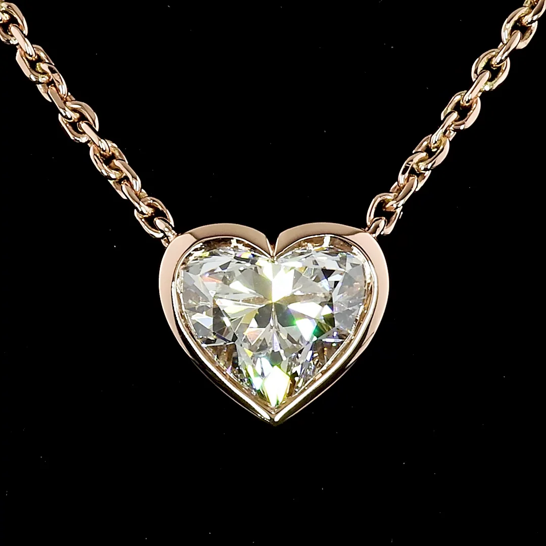 1.57 Cts 14k Rose Gold Heart Shape Solitaire Pendant - Image 2
