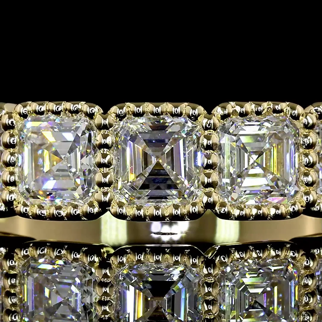 1.45 Cts 14k Yellow Gold Asscher Shape 7 Stones Eternity Band - Image 3