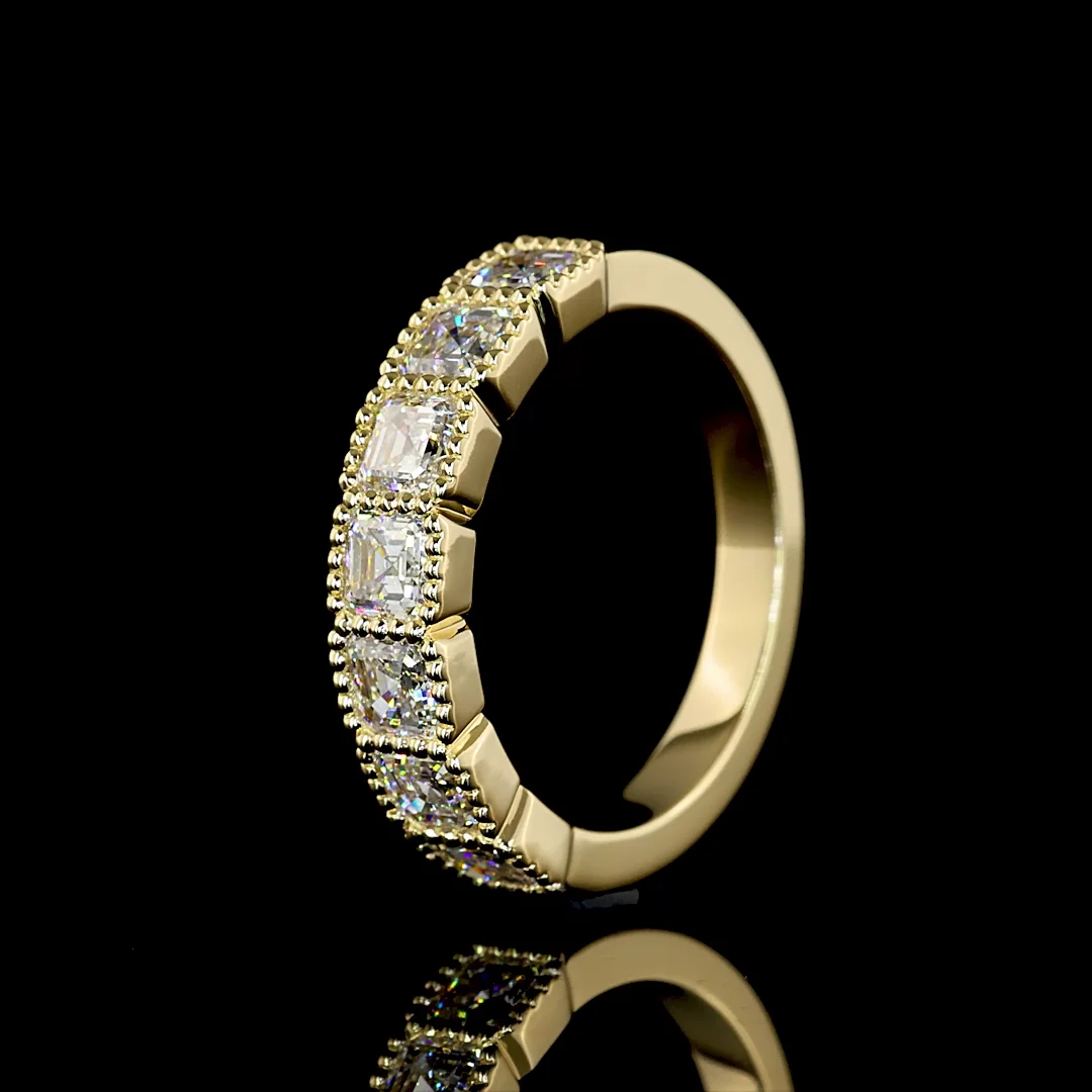 1.45 Cts 14k Yellow Gold Asscher Shape 7 Stones Eternity Band - Image 4