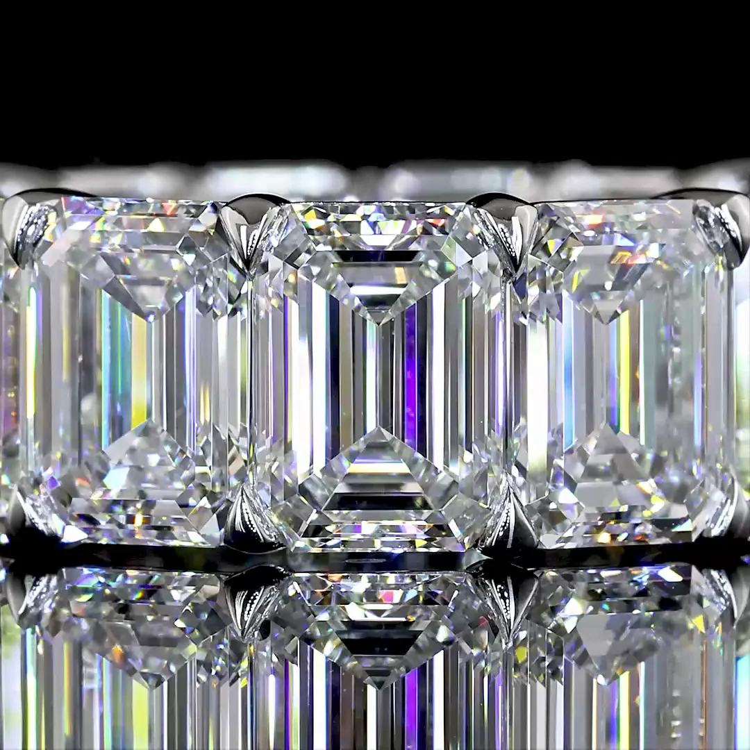 14.03 Cts Platinum Emerald Shape Eternity Band Eternity Band - Image 3