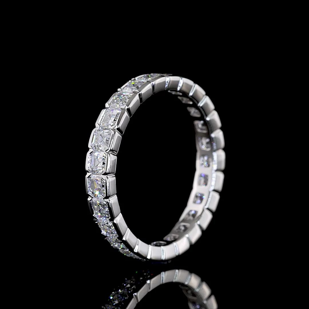 1.98 Cts 14k White Gold Asscher Shape Eternity Band Eternity Band - Image 4